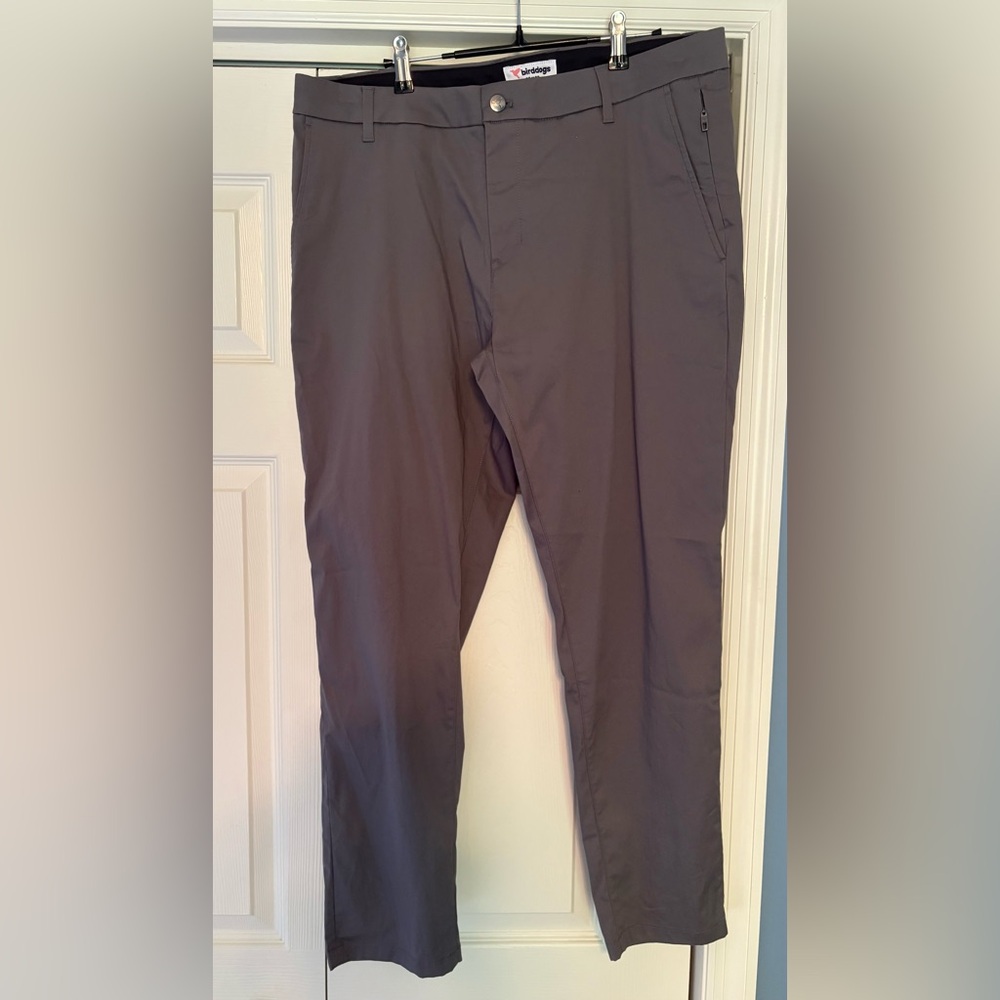 Birddogs Pants Mens Size 36 Gray Tapered Stretch Chino Zip Pockets Athleisure